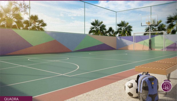 Quadra esportiva poliesportiva telada para lazer da família