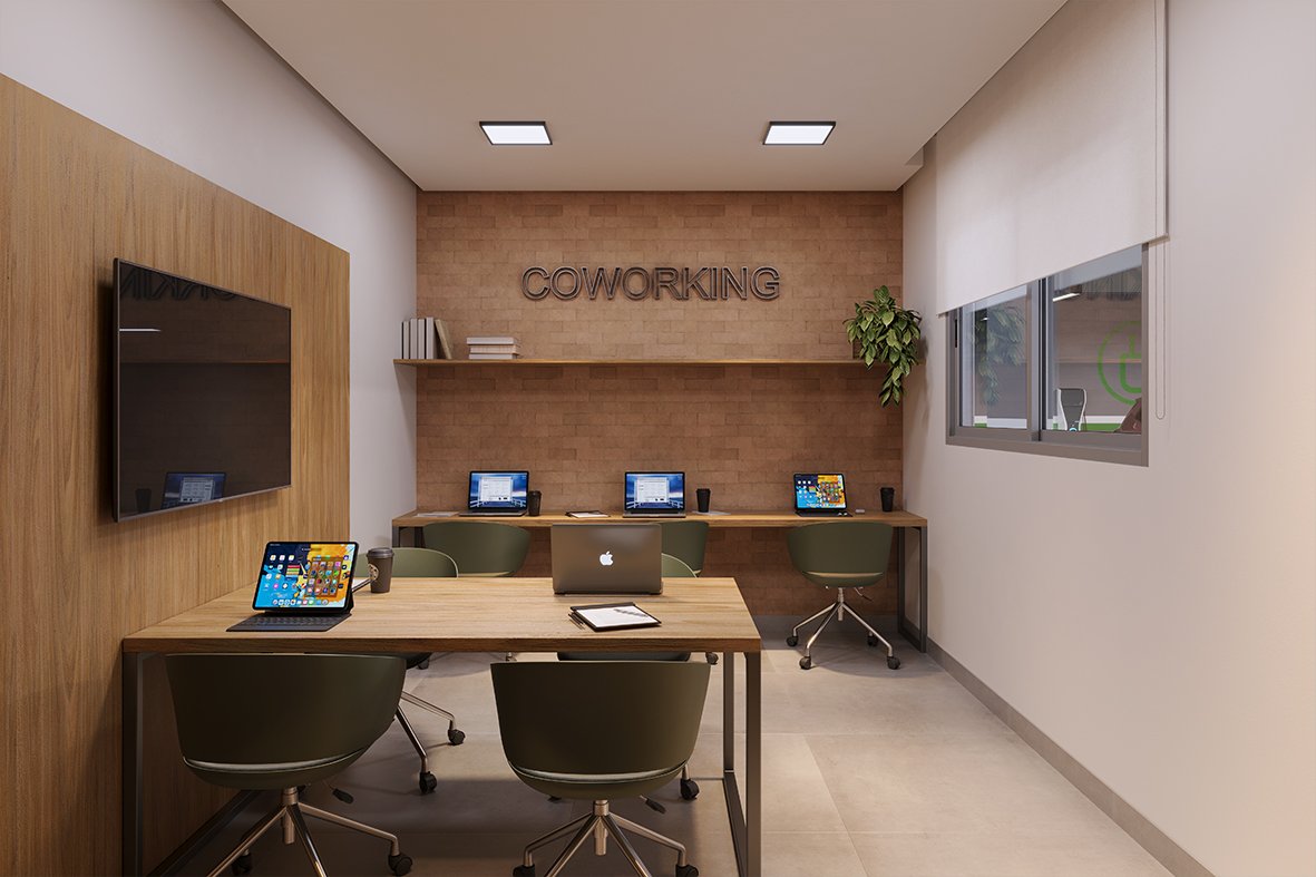 Espaço Coworking climatizado com estrutura para home office e reuniões de negócios