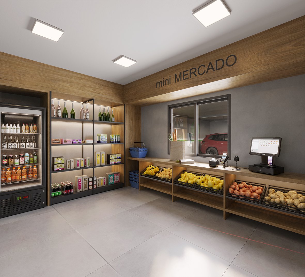 Espaço Mercadinho autônomo 24 horas para compras rápidas e conveniência