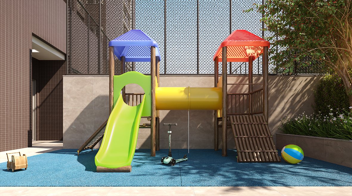 Playground infantil ao ar livre para lazer e recreação segura