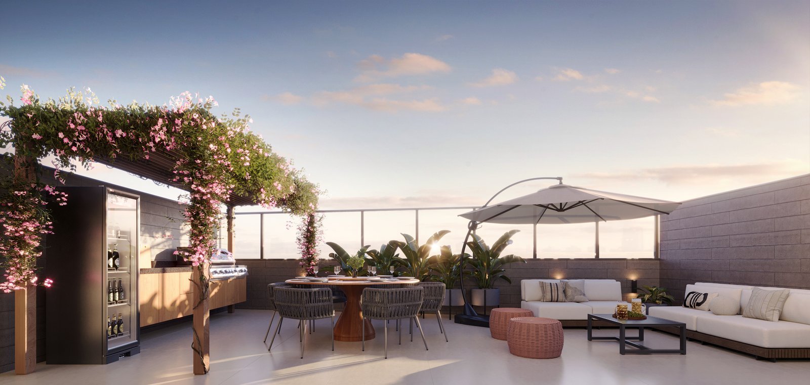 Perspectiva do Apartamento Garden com amplo terraço privativo e quintal exclusivo