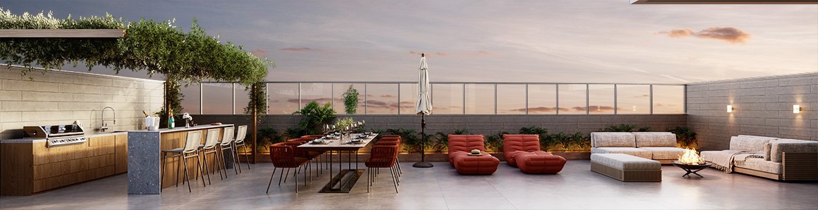 Perspectiva do Apartamento Garden com amplo terraço privativo ao ar livre