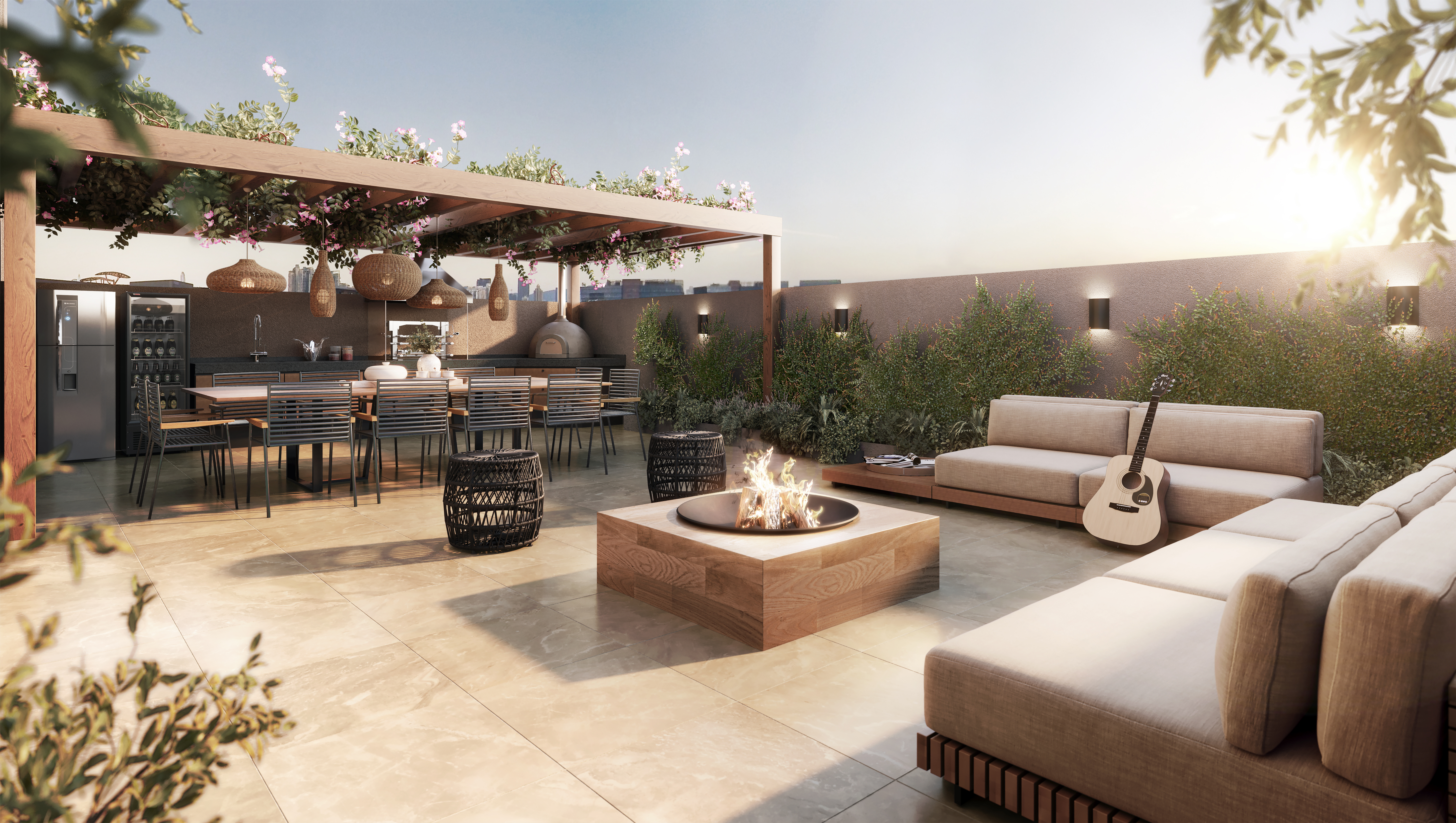 Perspectiva do Apartamento Garden com amplo terraço privativo
