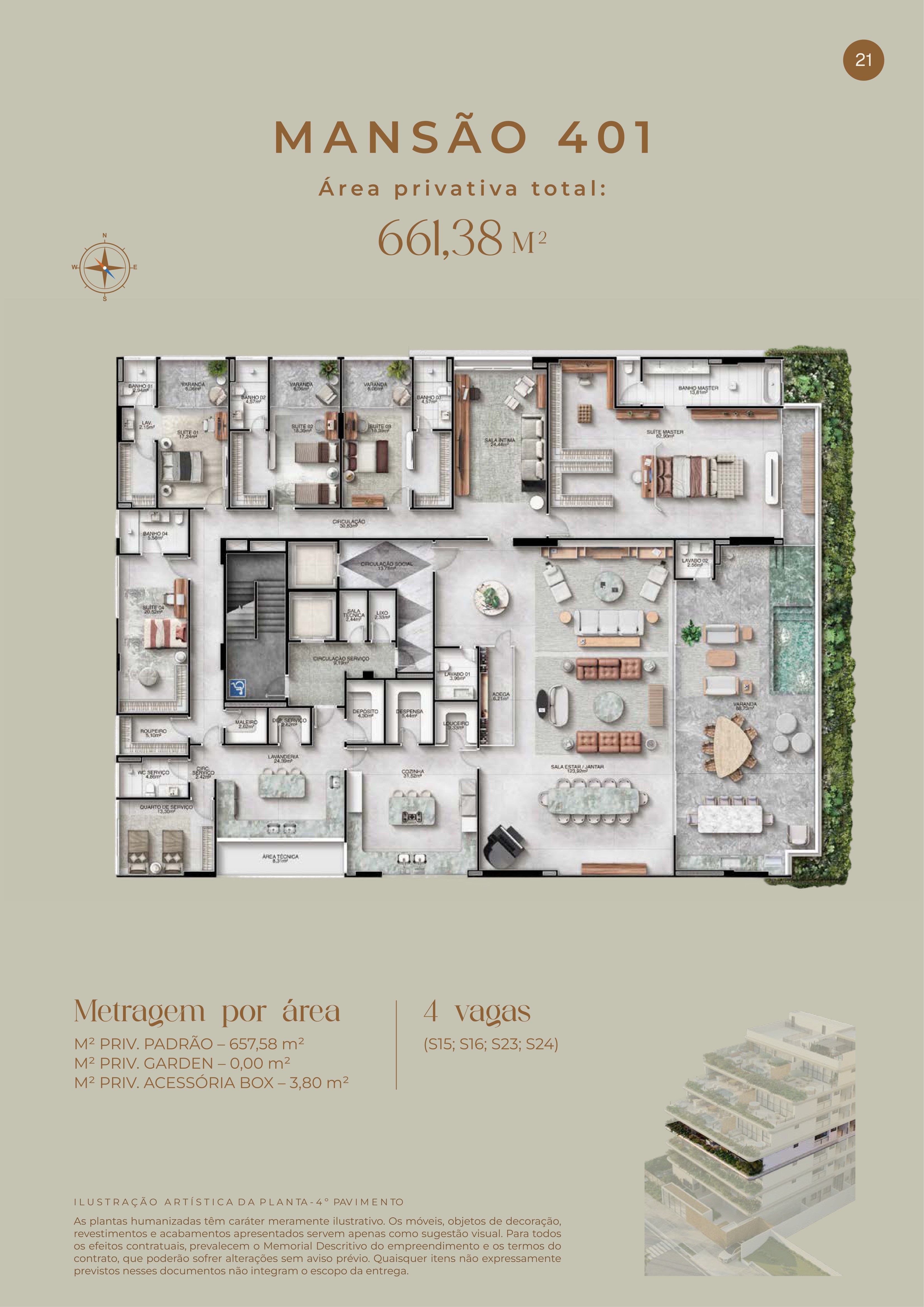 Planta Mansão 401 4º Pavimento Seven Mansões Suspensas Praia da Costa